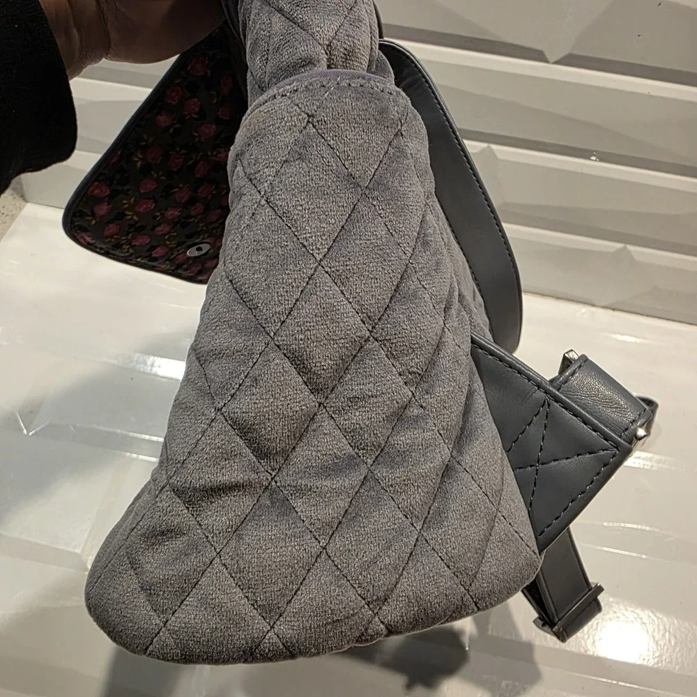 Vera Bradley Drawstring Backpack Solid Gray Velour 10 x 10 x‎ 5